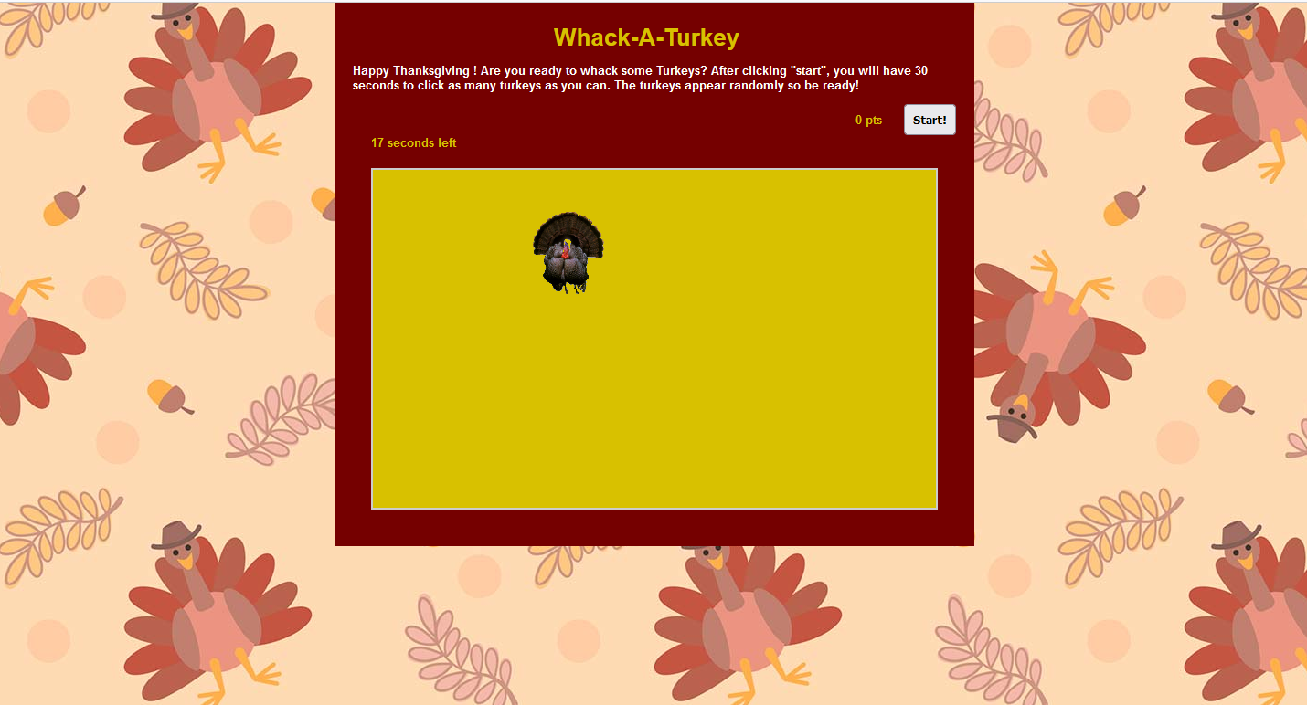 Whack a Turkey gane screenshot.